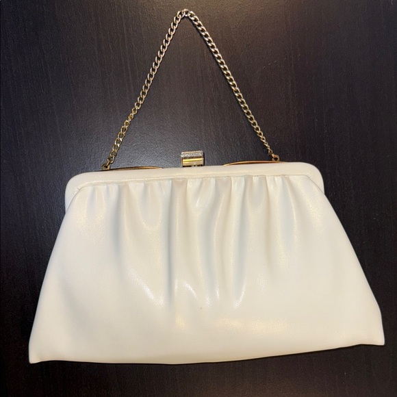 Elegant White Clutch Bag with hidden strap. - Picture 1 of 15